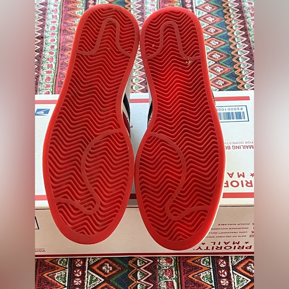 Adidas Campus white with red and blue stripes and red sole - Picture 4 of 10